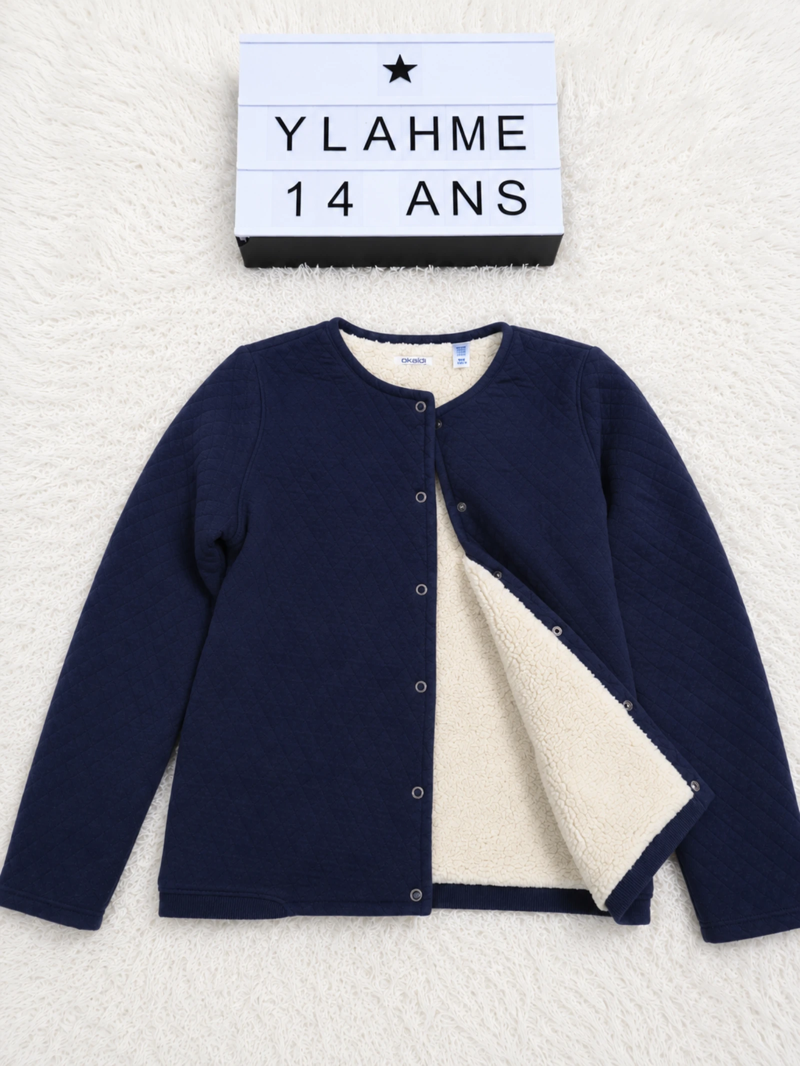 Veste matelassée doublée sherpa Okaïdi 14 ans bleu marine 👒